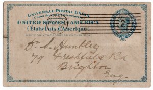 (I.B) US Postal : Advertising Card 2c (New York - Brighton 1893)