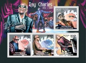 Louis Armstrong Ray Charles Jazz Music Central Africa MNH stamp set