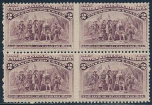 #231 VAR. BLOCK OF 4 BROKEN HAT VARIETY F-VF OG NH CV $600.00 HV7568