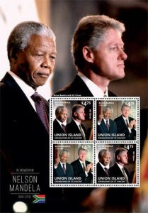 Union Island 2013 - President Nelson Mandela Bill Clinton Sheet of 4 Stamps MNH