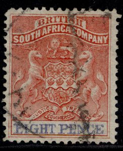 RHODESIA QV SG23, 8d rose-lake & ultramarine, USED. Cat £26.