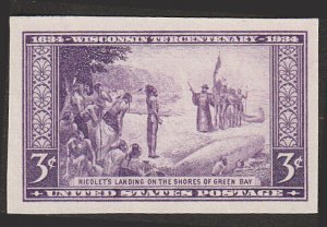 # 755 Mint No Gum As Issued Deep Violet Wisconsin Tercentenary