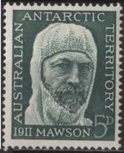 Australian Antarctic Territory L7 (mnh) 5p Sir Douglas Mawson, dk grn (1961)