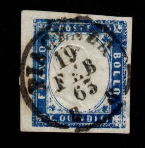 Italy Scott 22 Used 1863 King Victor Emmanuel stamp CV$45 nice cancel