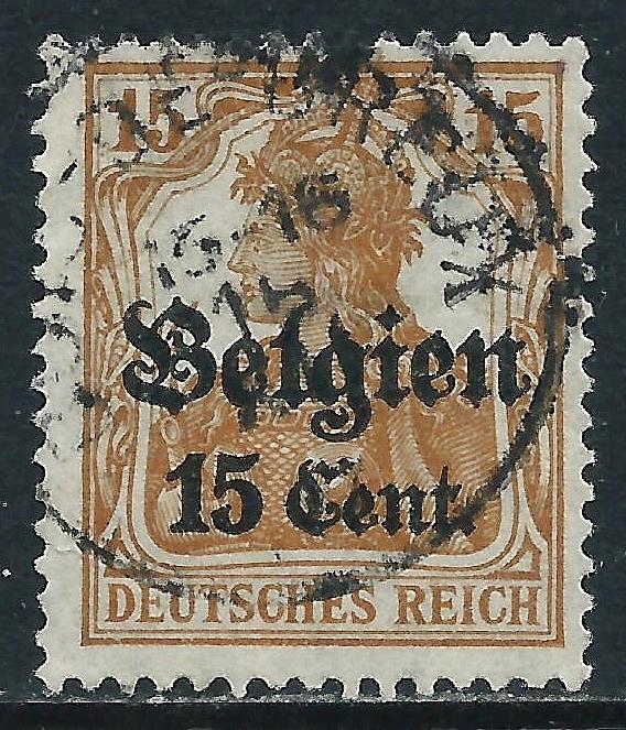 Belgium - German Occupation (WWI), Sc #N15, 15c on 15pf, Used