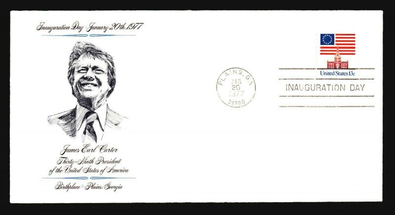 Carter 1977 Inauguration Cover / Plains GA Cachet & CDS - Z14563