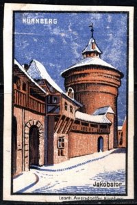 Vintage Germany Poster Stamp Nuremberg Jacob's Gate