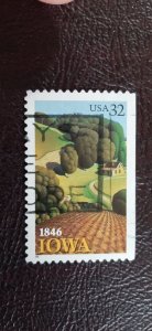 US Scott # 3089; used 32c Iowa bklt from 1996; XF centering; off paper