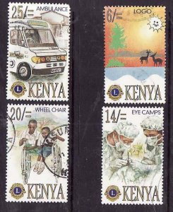 Kenya-Sc#697-700- id2-used set-Lions Club-1996-please note #700 has a rounded pe