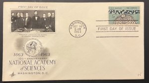 NATIONAL ACADEMY OF SCIENCES #1237 OCT 14 1963 WASHINGTON DC FIRST DAY COVER BX4