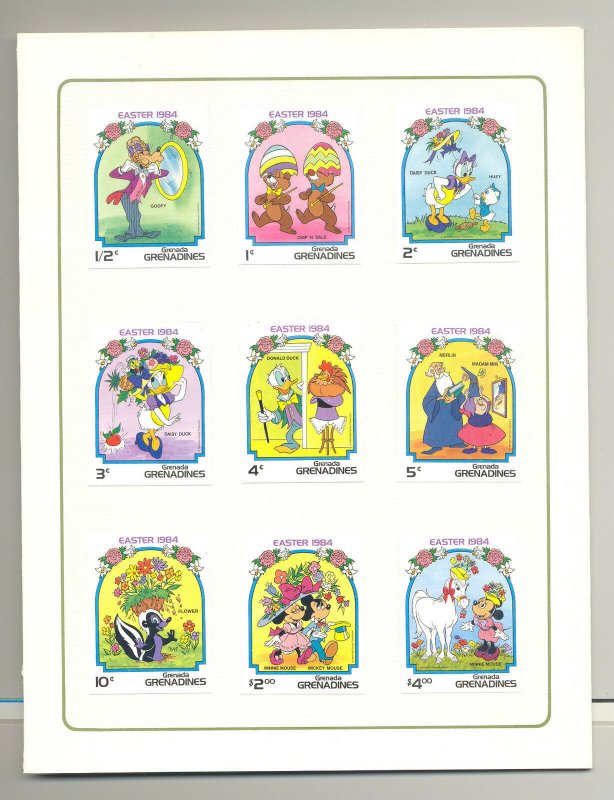 Grenada Grenadines #580-589 Disney Easter 9v & 1v S/S Imperf Proofs in Folder