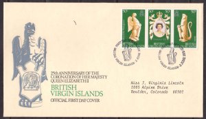 BRITISH VIRGIN ISLANDS - 1978 25th ANNIVERSARY OF THE QEII CORONATION - 3V FDC