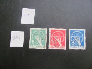 BERLIN 1949 USED SIGNED SCHLEGEL SC 9NB1-3 SET  XF $385 (117)