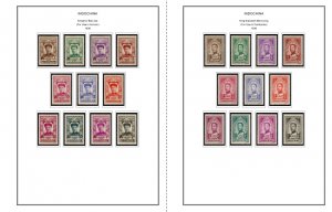 COLOR PRINTED INDOCHINA 1889-1949 STAMP ALBUM PAGES (35 illustrated pages)