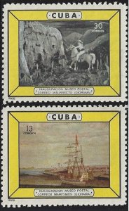 Cuba #933-34, MNH set, Dioramas in Cuban postal museum, issued 1965