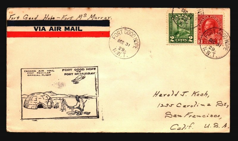 Canada 1929 FFC Ft Good Hope to Ft McMurray - Z17432