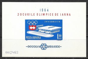 ROMANIA Sc 1604(NOTE) NH SOUVENIR SHEET OF 1963 - OLYMPICS - (CT5)