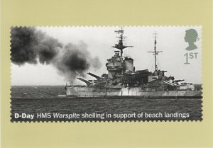 Great Britain 2019 PHQ Card Sc 3854 1st D-Day HMS Warspite shelling