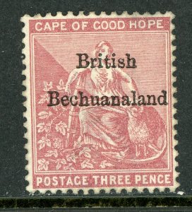 Bechuanaland  1885 British Colony QV 3p Pale Claret SG #2 Mint A829