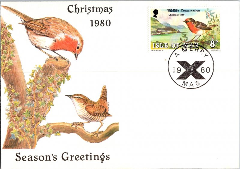 Isle of Man, Worldwide First Day Cover, Christmas, Birds