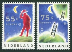 Netherlands 795-796,MNH.Michel 1409-1410. EUROPE CEPT-1991. Space researches.