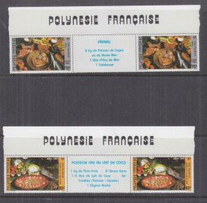 FRENCH POLYNESIA, 1986 Food Dishes pair in pairs with labels, mnh.