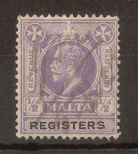 Malta 1925 0.5d Registers Stamp