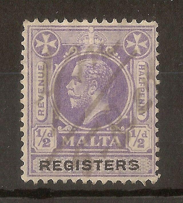 Malta 1925 0.5d Registers Stamp