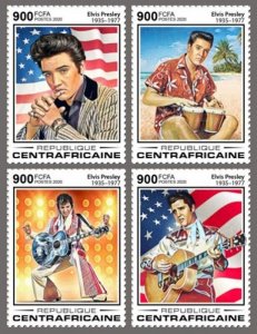 Central Africa - 2020 Performer Elvis Presley - 4 Stamp Set - CA200105c