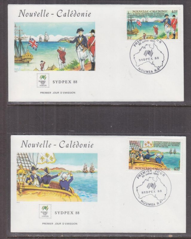 NEW CALEDONIA, 1988 Sydpex pair on separate Illustrated First Day covers.