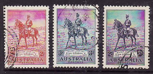 Australia-Sc#152-4- id5-used KGV Silver Jubilee set-1935-Horses-