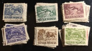 Indonesia Scott#424-431, 450-451, 453 Used Group of 59 F/VF to XF Cat. $11.80