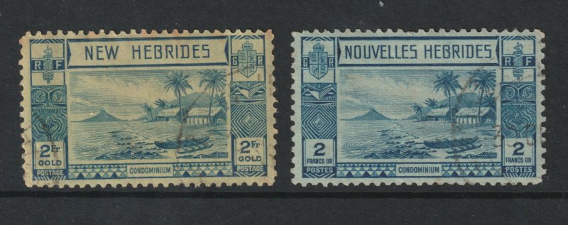 New Hebrides the used pair of the 2Fr  from 1938