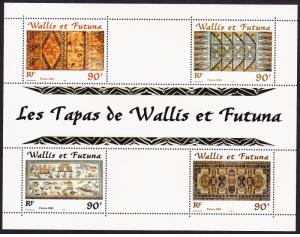 Wallis and Futuna Tapas Sheetlet of 4v 2001 MNH SC#539 SG#775-778