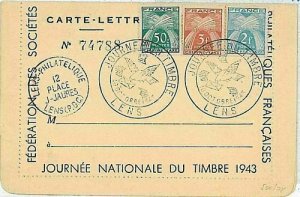 12256 - FRANCE - POSTAL HISTORY - special LETTER MAP 1943 birds pigeons...-