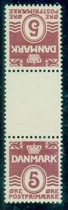 DENMARK #224v, 5ore rose lake, Tete-beche pair w/gutter, NH, VF, Facit $12..00