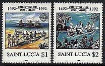 HERRICKSTAMP ST. LUCIA Sc.# 991-92 Discovery of America