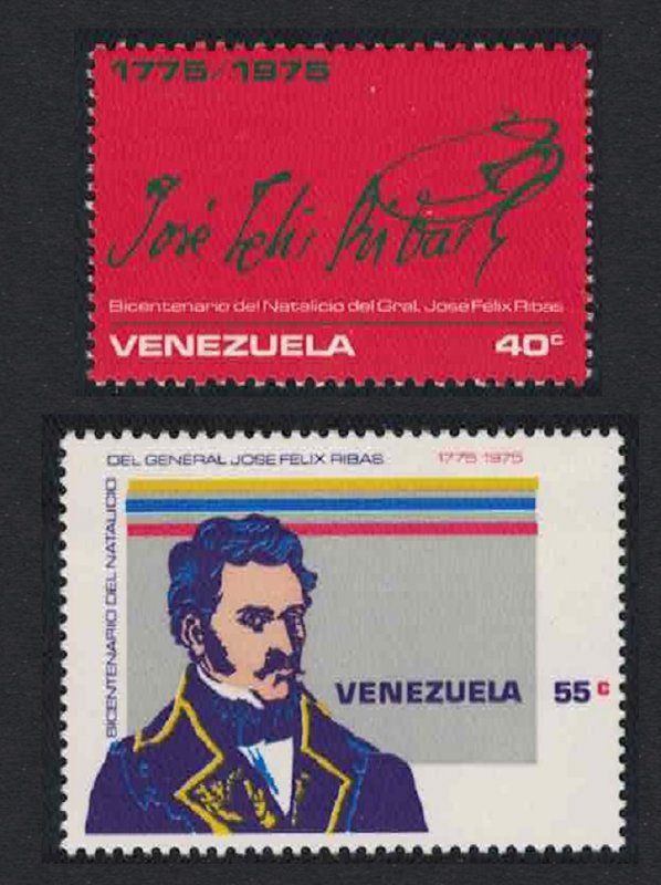 Venezuela Birth General Jose Ribas 2v 1976 MNH SC#1117-1118 SG#2309-2310