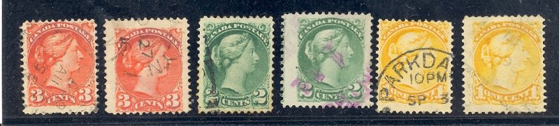 Canada #35,36,41 Used  regular and perf spacing variety Lakeshore Philatelics