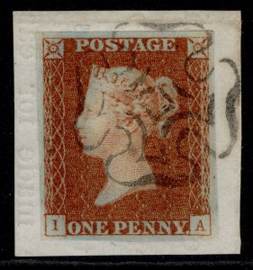 SG8, 1d red-brown BLACK MX PLATE 22 FINE USED. Cat £120. SCOTTISH MX on PIECE IA 