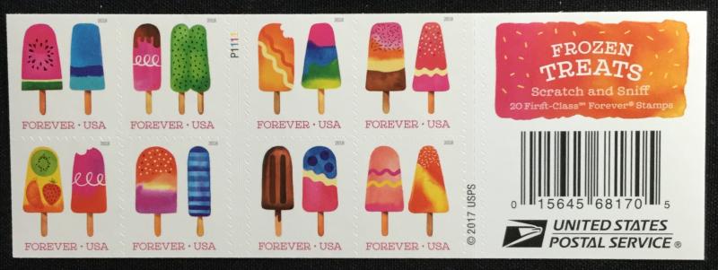 US #5285-5294 (5294b) MNH Booklet Pane of 20 Frozen Treats SCV $20.00