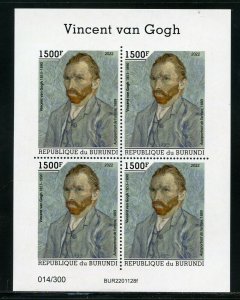 BURUNDI 2022  VINCENT van GOGH  SELF PORTRAIT  II SHEET MINT NEVER HINGED