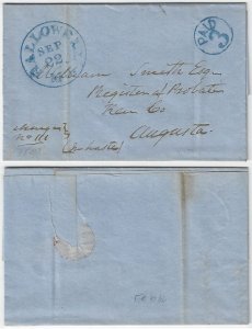 1853 Stampless Hallowell to Augusta, Maine -  H1064