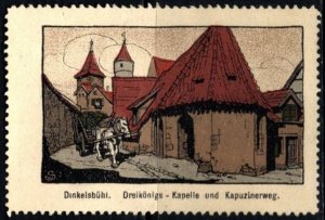 Vintage Germany Poster Stamp Dinkelsbühl Epiphany Chapel And Capuchin Trail