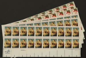 U.S. Mint Stamp Scott #2063-2064  6 20c Christmas Plate # Block Strips of 20 NH