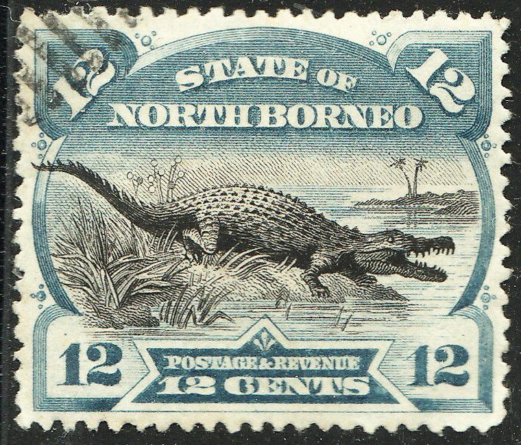 BRITISH NORTH BORNEO 1894 SG75a 12c black & dull blue p.14 (Cancelled to Order)