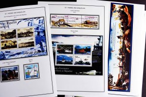 COLOR PRINTED ST. PIERRE AND MIQUELON 2011-2020 STAMP ALBUM PAGES (38 ill pages)