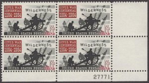 Scott # 1181 - US Plate Block Of 4 - Battle Of The Wilderness - MNH - 1964