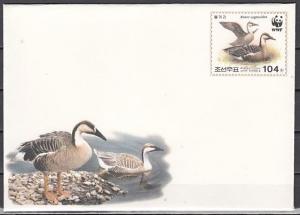 N. Korea, Scott cat. 4401. Swans-W.W.F. value on a Postal Envelope.