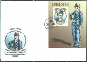 BURUNDI  2013 CHARLIE CHAPLIN   SOUVENIR SHEET  FIRST DAY COVER